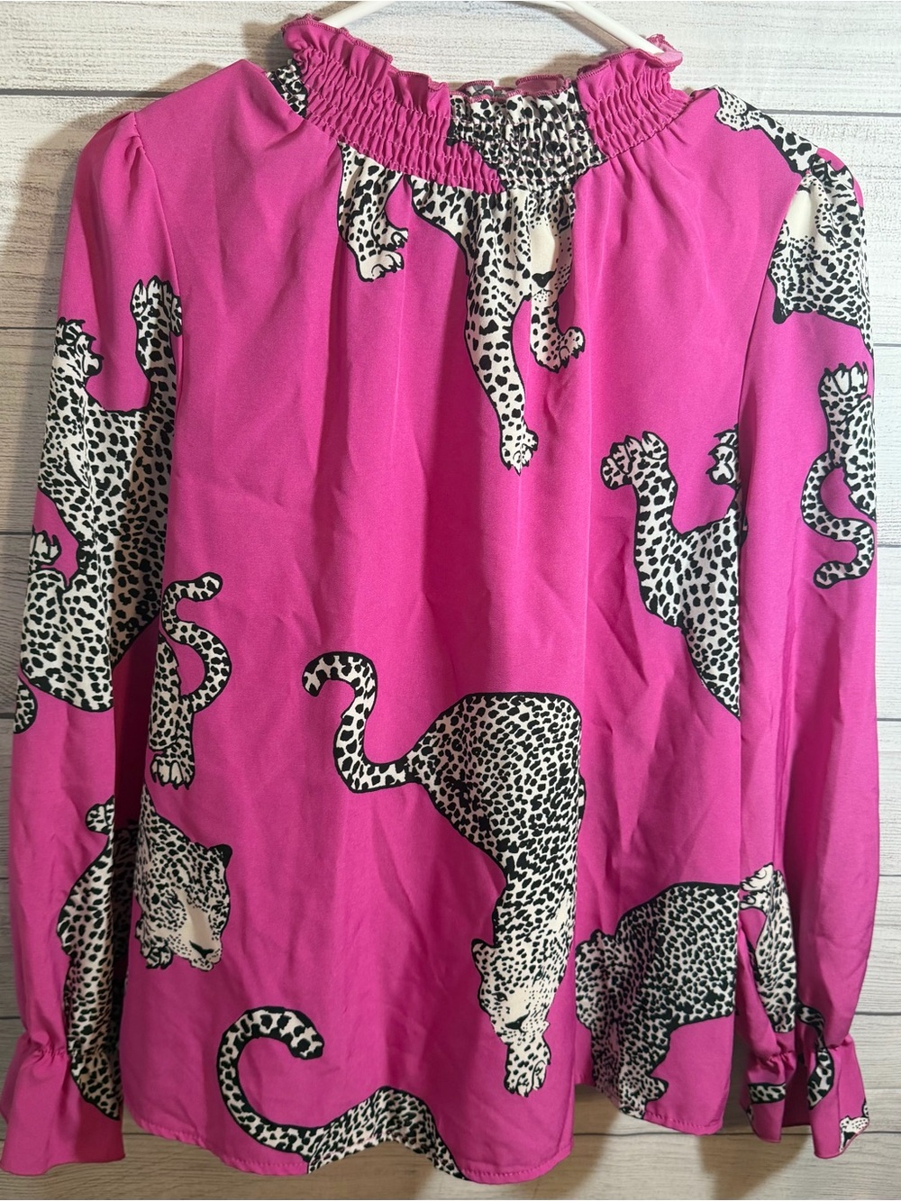 SHEIN Hot Pink Leopard Print Blouse